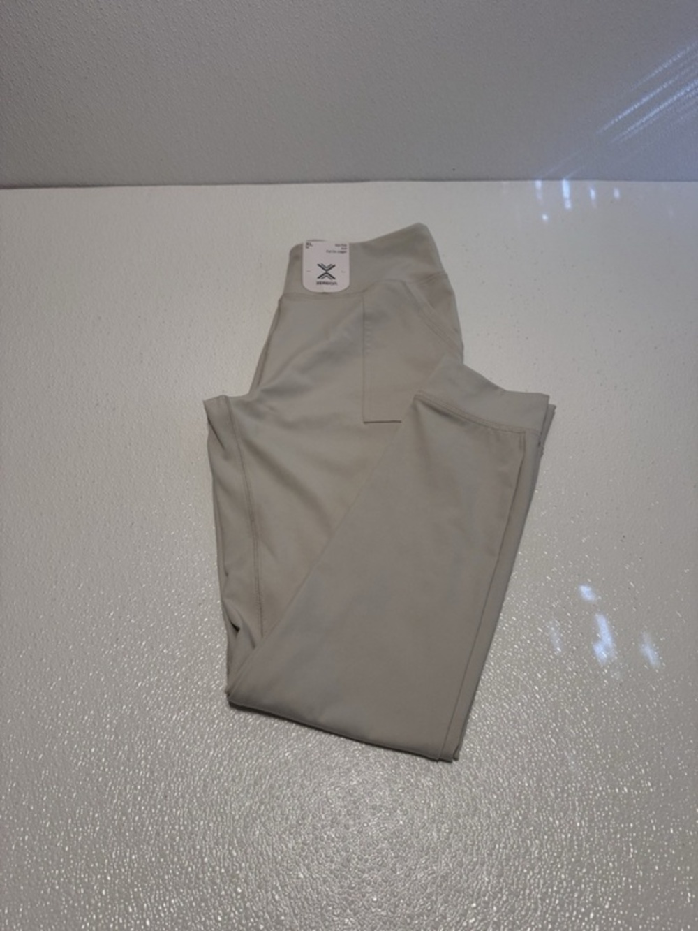 Xersion NWT XL (16) Solid Beige Mid-Rise Knit Pull-On Quick-Dri Joggers